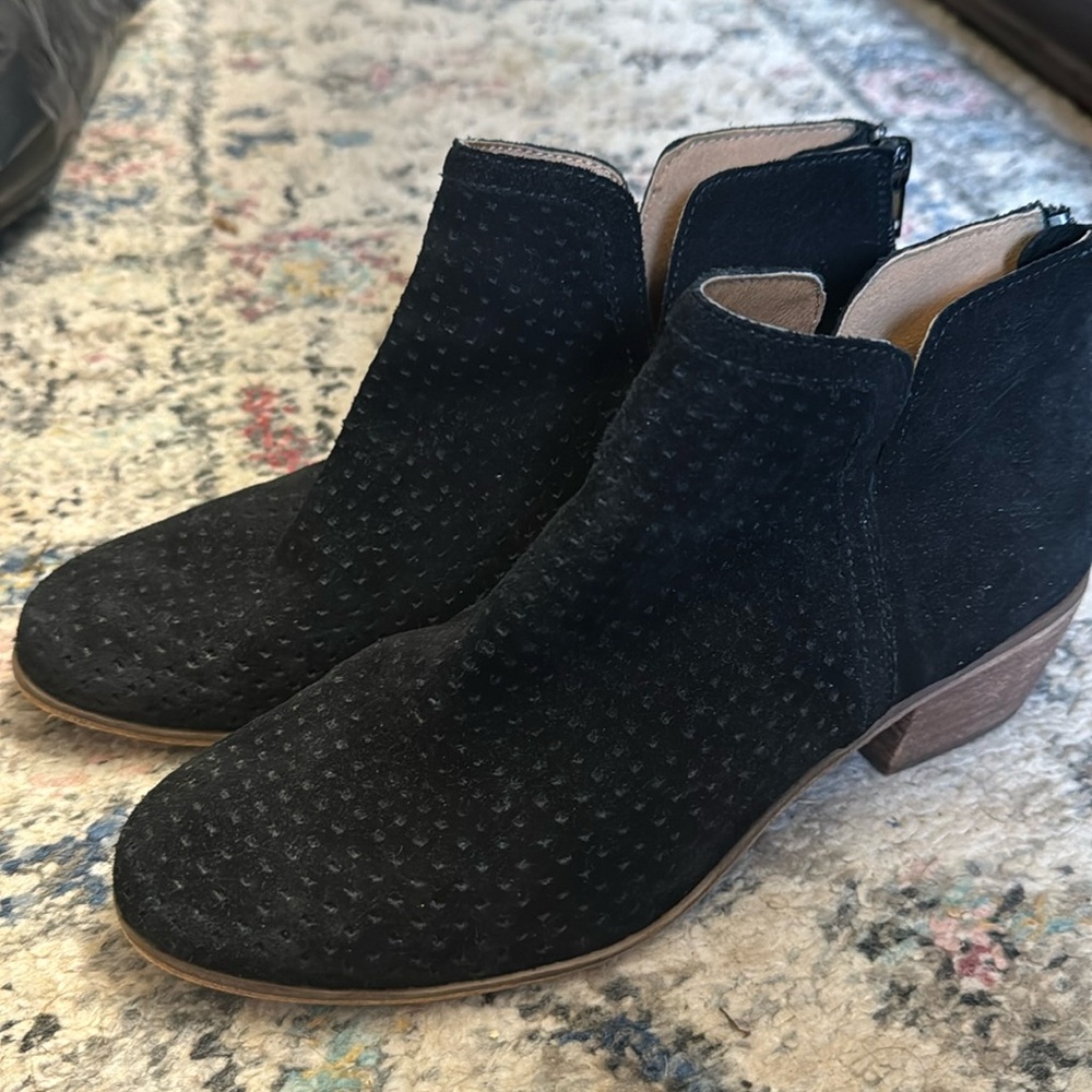 Susina Black Perforated Ankle Bootie Black, womens size 7 1/2M